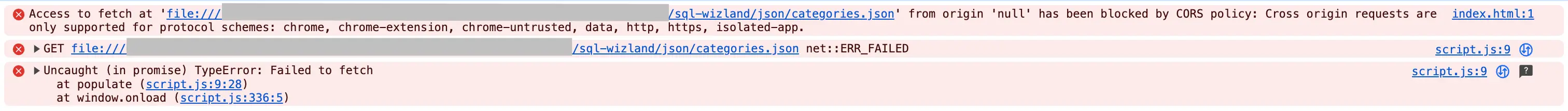 Chrome浏览器 blocked by CORS policy, net::ERR_FAILED, Failed to fetch 报错截图