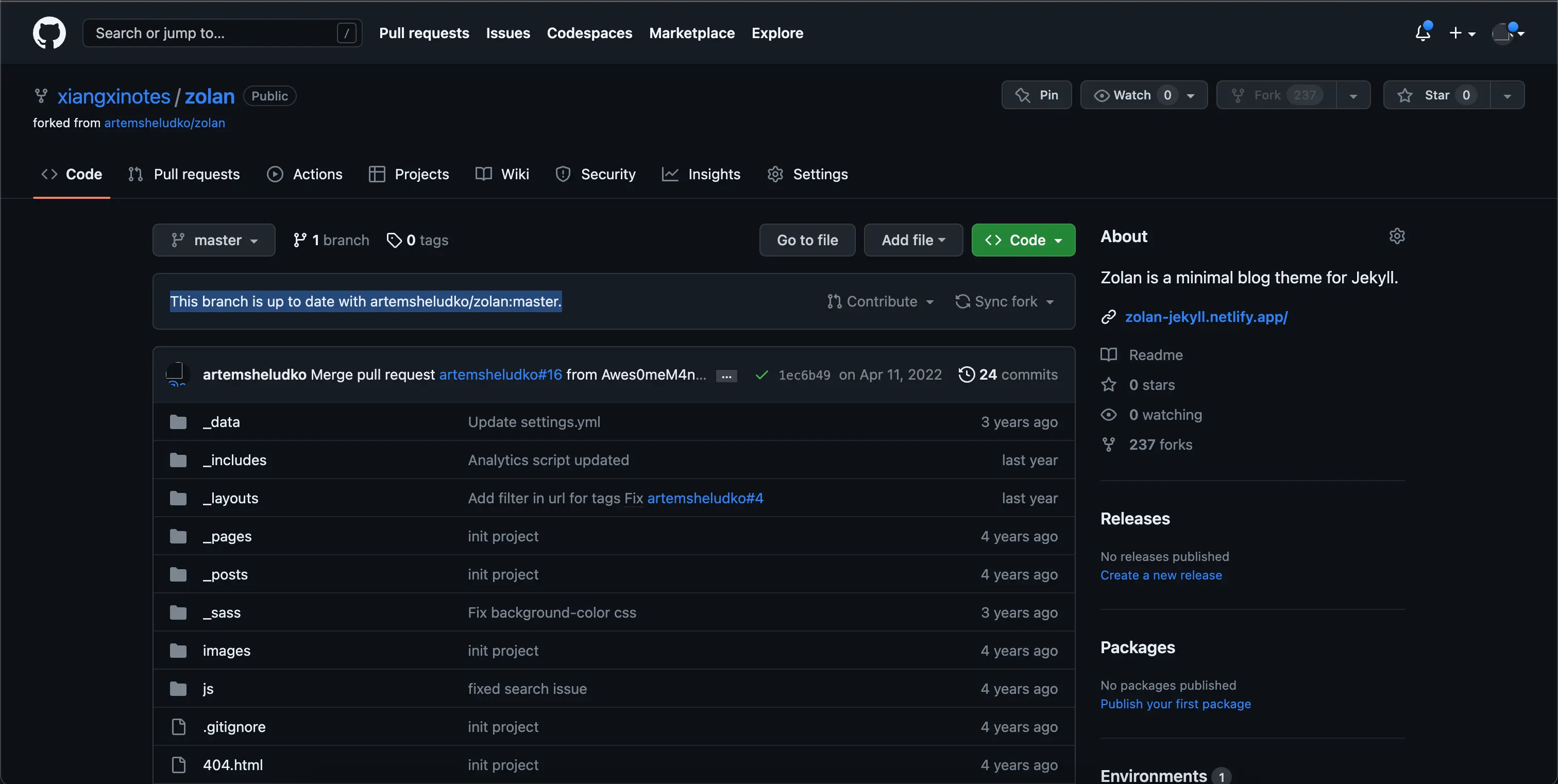向西 fork 的 Zolan 主题截图